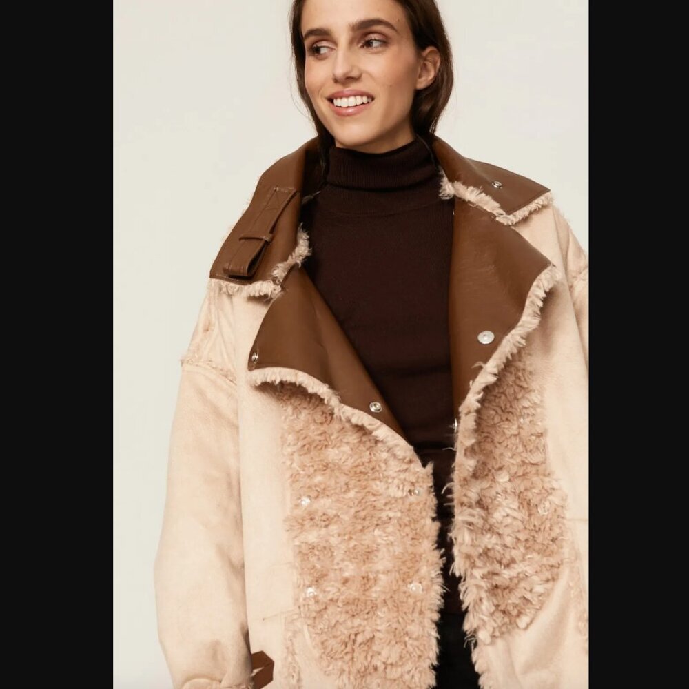OOFWear Reversible Faux Shearling Coat, EU 38 US XS - Picture 4 of 10